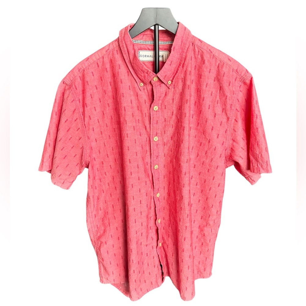 Normal Brand Coral Pink Cotton Short Sleeve Button Down Shirt XL Resort Vacation